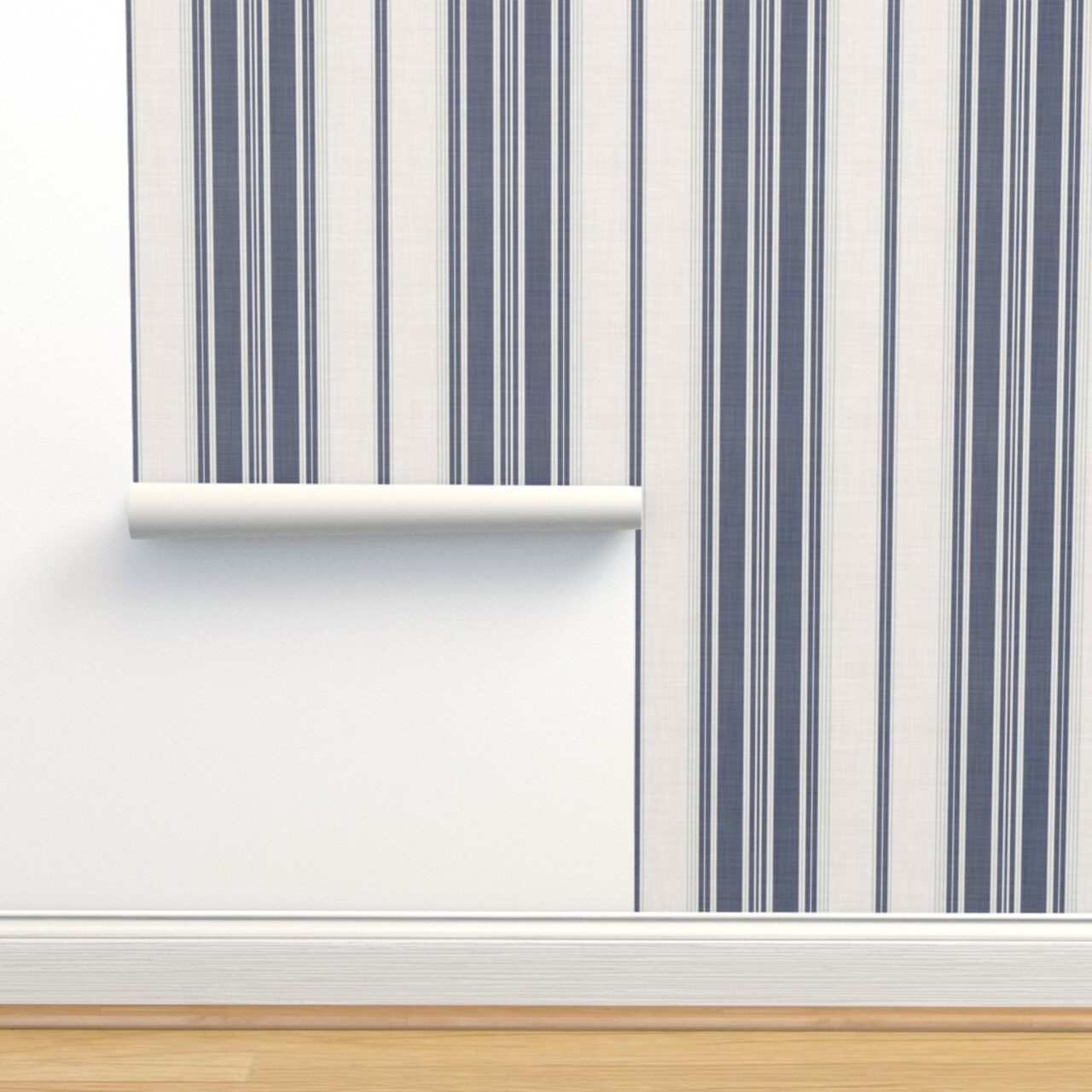 Ticking Stripe Elegant Neutral Traditional Medium Scale Custom Removable Wallpaper by Spoonflower Peel & Stick Wallpaper 2FT Wide